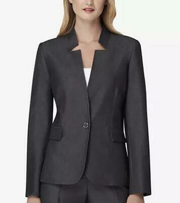 Tahari ASL Star-Neck Jacket Dark Grey,Size 8