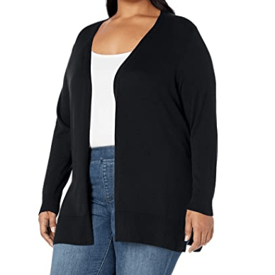 Amazon Essentials Womens  Lightweight Open-Front Cardigan Sweater, 1x/Black