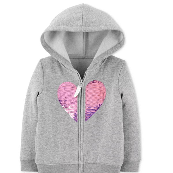 Carter'sToddler Girls Sequin Zip-up Fleece Hoodie, Size 2T