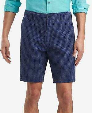Tommy Hilfiger Mens Jerry Navy Checkered Casual Khaki, Chino Shorts, Size 42