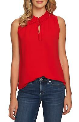 CeCe Ruffled Mock-Neck Sleeveless Top,Size XXS