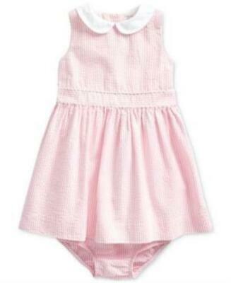 Polo Ralph Lauren Girls Cotton Seersucker Dress and Bloomer,18 Months