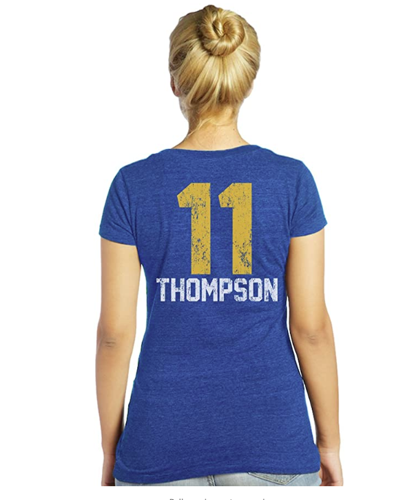 NBA Golden State Warriors Womens Triblend Modest V-Neck Tee, Royal, Medium