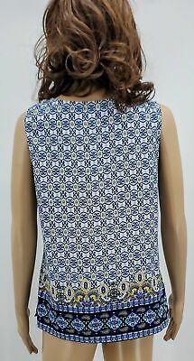 Chicos Travelers Womens Slinky Sleeveless Blouse Mandala Print, Size 1