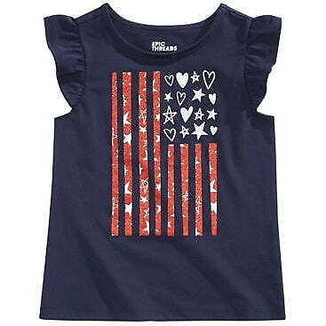 Epic Threads Toddler Girls American Flag-Print T-Shirt, Size 3T