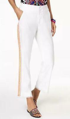 I-N-C Womens Linen Casual Trouser Pants, White, 12