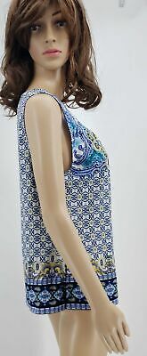 Chicos Travelers Womens Slinky Sleeveless Blouse Mandala Print, Size 1