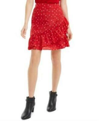 Maison Jules Womens Red Ruffled Polka Dot Short Ruffled Skirt, Size XS