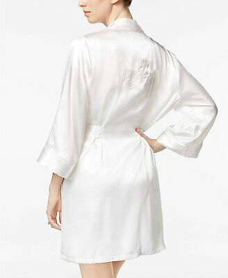 Linea Donatella Women's Mrs-Embroidered Wrap Robe Ivory White, Size Small