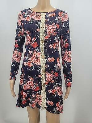 12PM by Mon Ami Patterned Floral Long Sleeve Dress, Size Medium