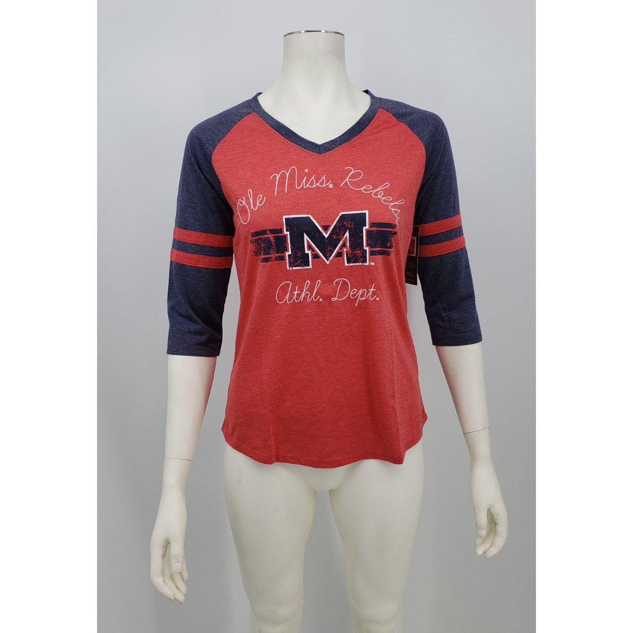 Champion NCAA Mississippi Old Miss Rebels Womens Poly+ Raglan Tee, Size Medium