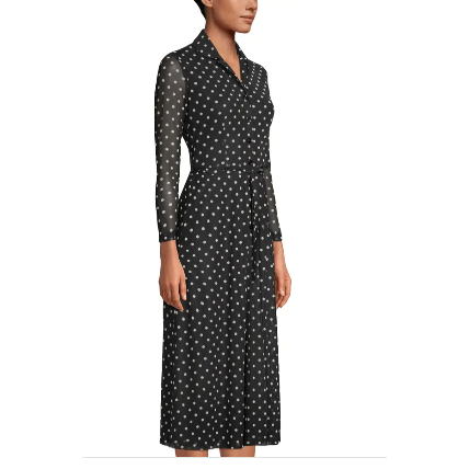 Anne Klein Polka Dot Long Sleeve Shirtdress, Size 14