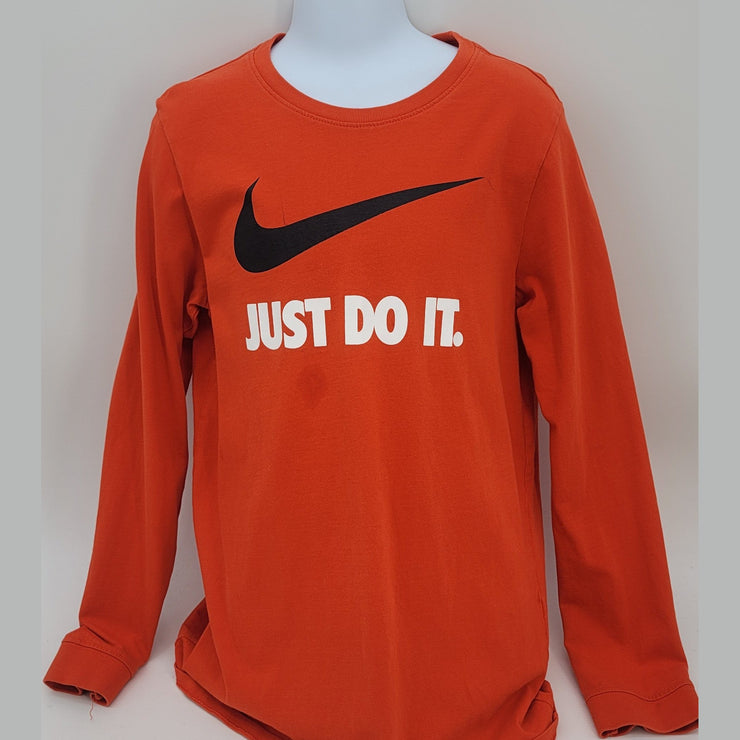 Nike Swoosh Boys Just Do It Logo Tee Long Sleeve, Orange, XL