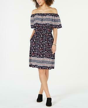 Style & Co Off-the-Shoulder Printed Dress, Size Large