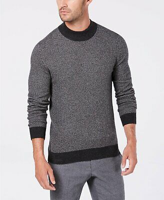 Tasso Elba Mens Cashmere Herringbone Mock Neck Sweater, Choose Sz/Color