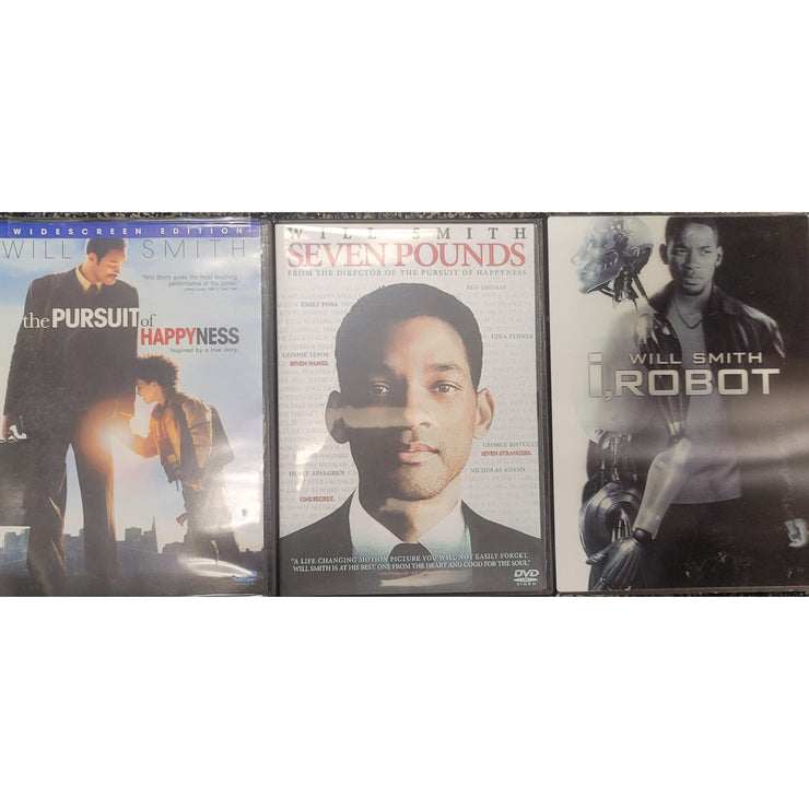 3 Pack of Will Smith DVD Films: i, Robot, Seven Pounds, Pursuit of Happyness