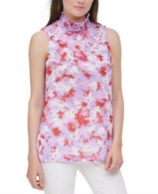Calvin Klein Floral-Print Smocked-Neck Top, Choose Sz/Color