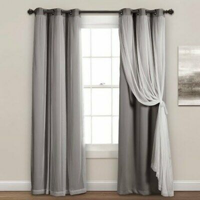 Lush Décor Solid and Sheer Layered 38 x 84 Blackout Curtain Set