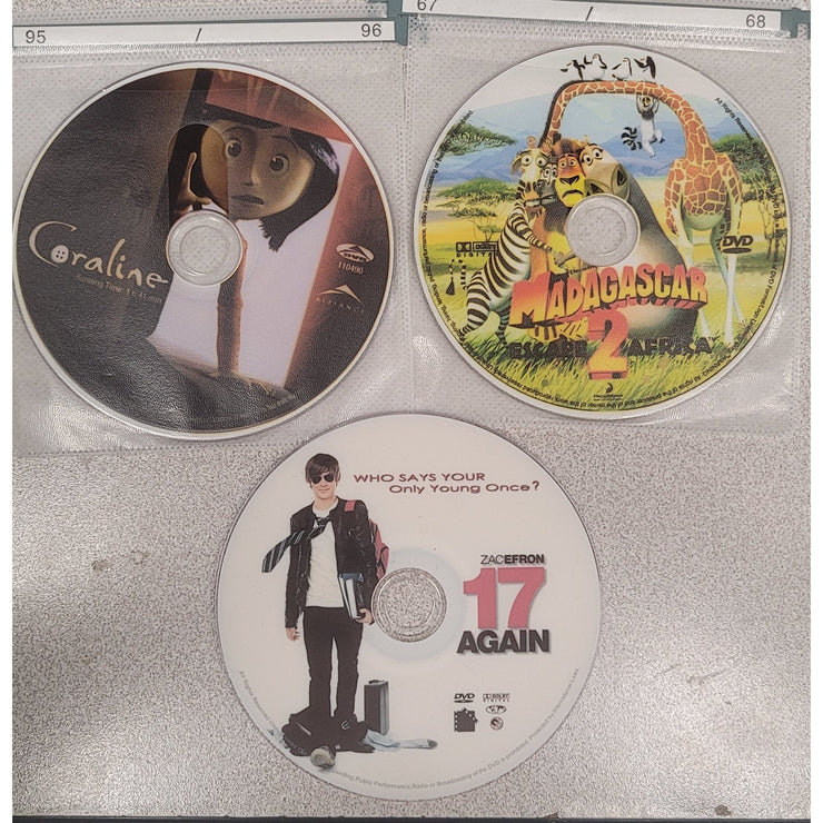 Family DVD Movie Triple Play: Coraline, Madagascar 2, 17 Again
