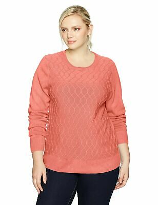 Sag Harbor Petite Long Sleeve Crew Neck Cable Front Pullover, Cheeky Blush PM
