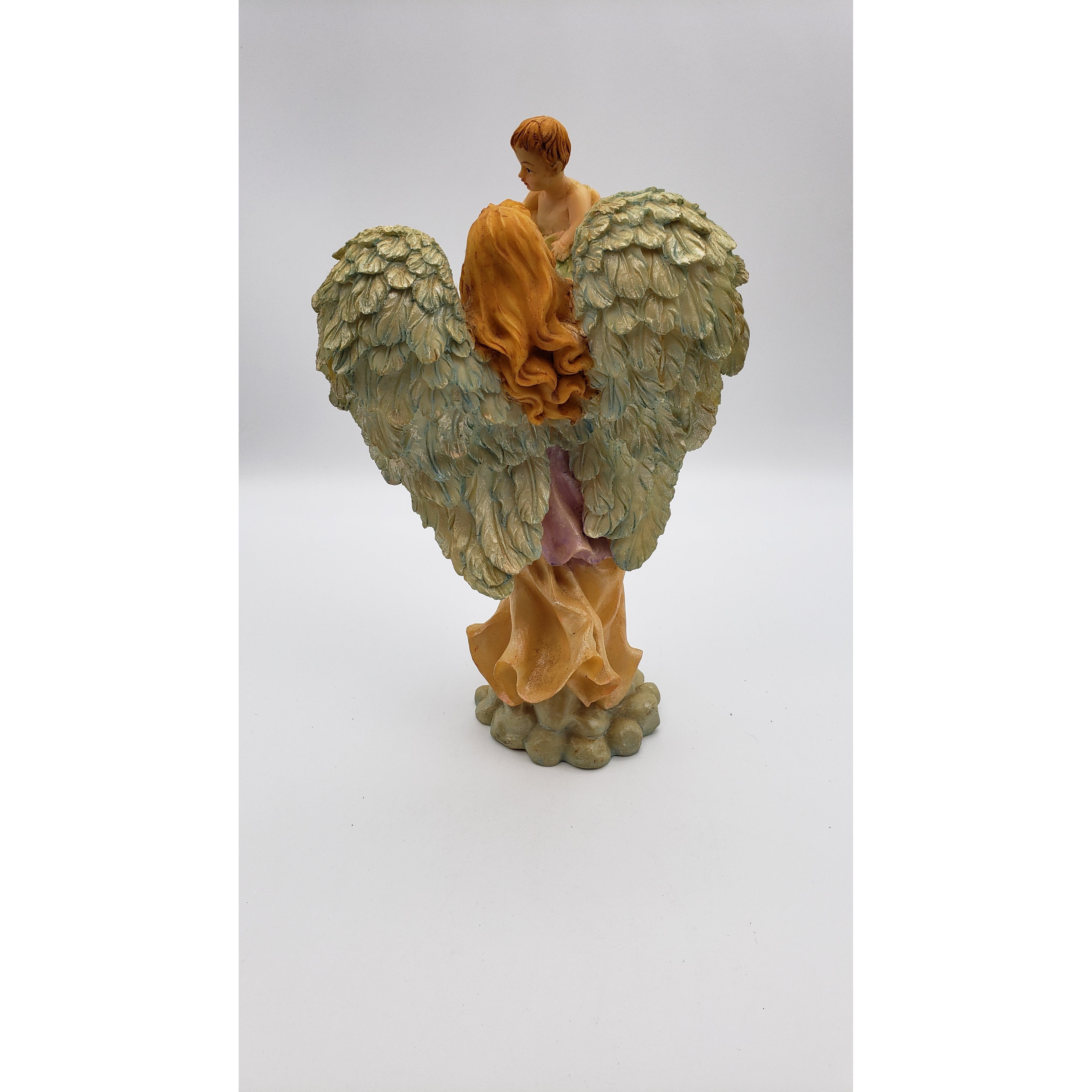 9.5in Resin Angel Holding Child Figurine