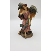 8in Resin Angel with Flower Bouquet Figurine