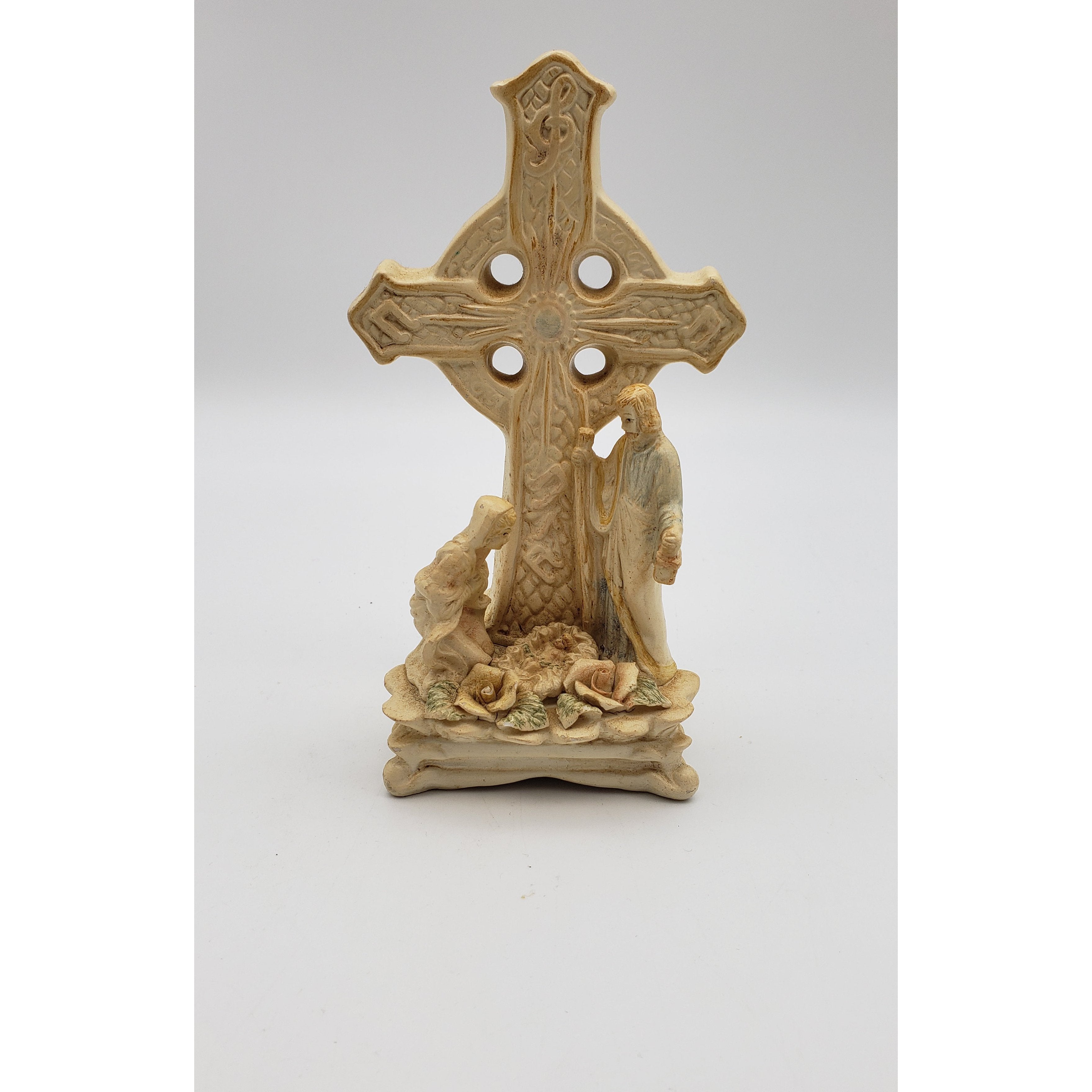 7in Ceramic Nativity Scene with Cross Figurine