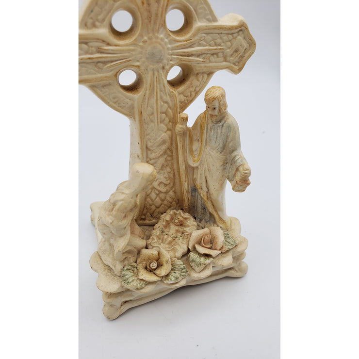 7in Ceramic Nativity Scene with Cross Figurine