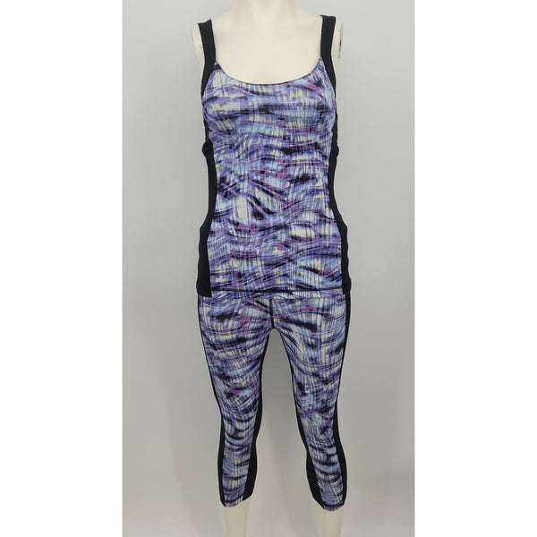 Cynthia Rowley Purple Black Fitness Set, Size XS