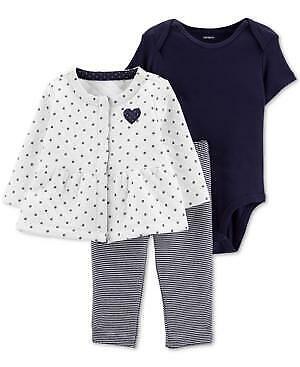 Carters Baby Girls 3-Pc.Bodysuit & Pants Set, Size Newborn