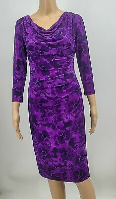 Chaps Womens Shirred Faux-Wrap Dress, Size XS/Purple