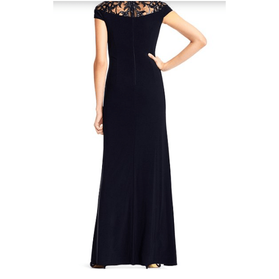 Adrianna Papell Sequin Illusion Neckline Gown, Size 6