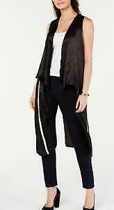 Steve Madden Women's Athletic Varsity Stripe Cast Away Duster Vest, Black, M/L