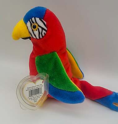 TY Beanie Baby Jabber the Parrot Bird Retired Rare Date Errors Mint 1997 w/Case