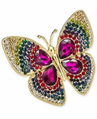 Charter Club Silver-Tone Crystal Butterfly Pin