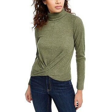 Crave Fame Junior Womens Cozy Twist Front Turtleneck Sweater, Small