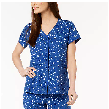 Charter Club Printed Cotton Pajama Top, Size  XXXL