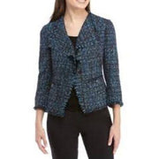 Anne Klein Fringe-Trim Tweed Jacket, Size 10