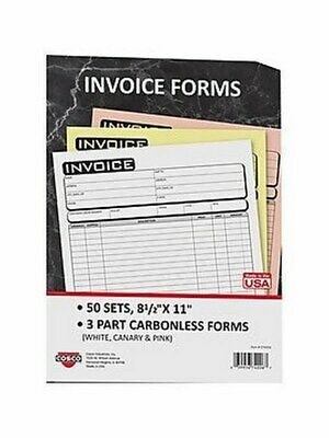 Cosco Business 3Part Carbonless Invoices Book 8.5X11-50 Sets per Book