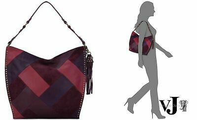 The Sak Silverlake Patchwork Leather Hobo Shoulder Bag in Cabernet