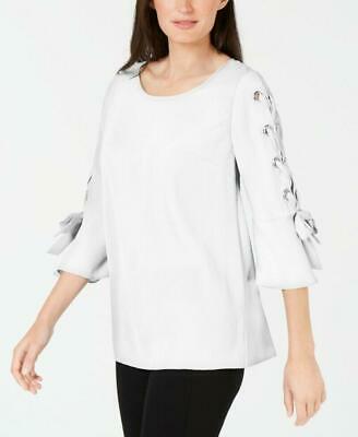 Jm Collection Laced Grommet-Sleeve Top, Size Small