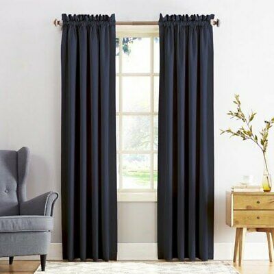 Sun Zero Bella 84 Curtain in Navy Single Panel, 54X84