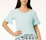 Hue Women's Solid Flounce-Sleeve Pajama Top, Size Small/Plume