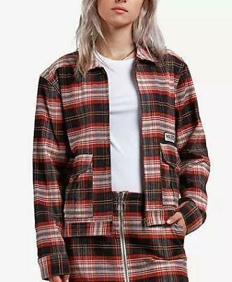 Volcom Juniors Frochickie Plaid Zip-Front Jacket, Size Large