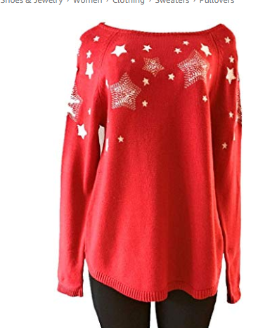 Style and Co. Embroidered Star Sweater, Size Petite Medium