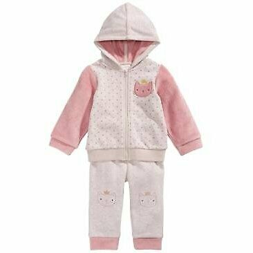 First Impressions Baby Girls 2-Pc. Minky Hoodie and Pants Set