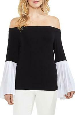 Vince Camuto Rich Black Colorblocked Off-the-Shoulder Top, XS