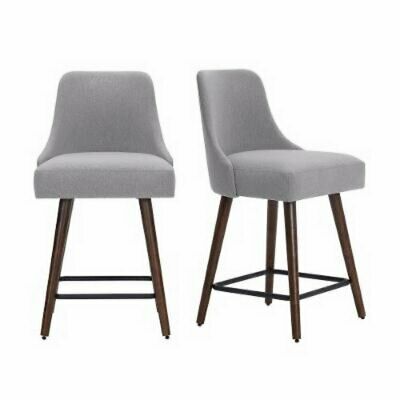 StyleWell Benfield Brown Wood Upholstered Counter Stool With Back, Set of 2