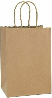 Pack of 100 Kraft Paper Shopping Bags - 8 x 4 1⁄2 x 10 1⁄4