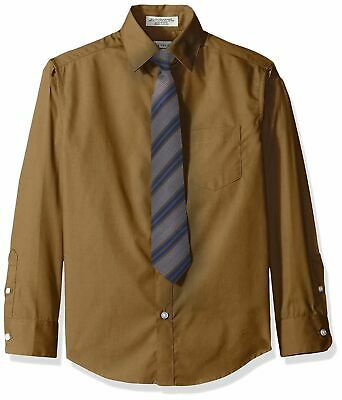 Perry Ellis Big Boys Solid Broadcloth Packed Shirt with Tie